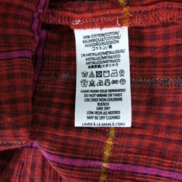 Free People Oversized Plaid Button Up Shirt Red - Picture 6 of 6